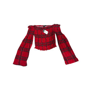 Rue 21 Red Plaid Crop Top - Size:‎ Small